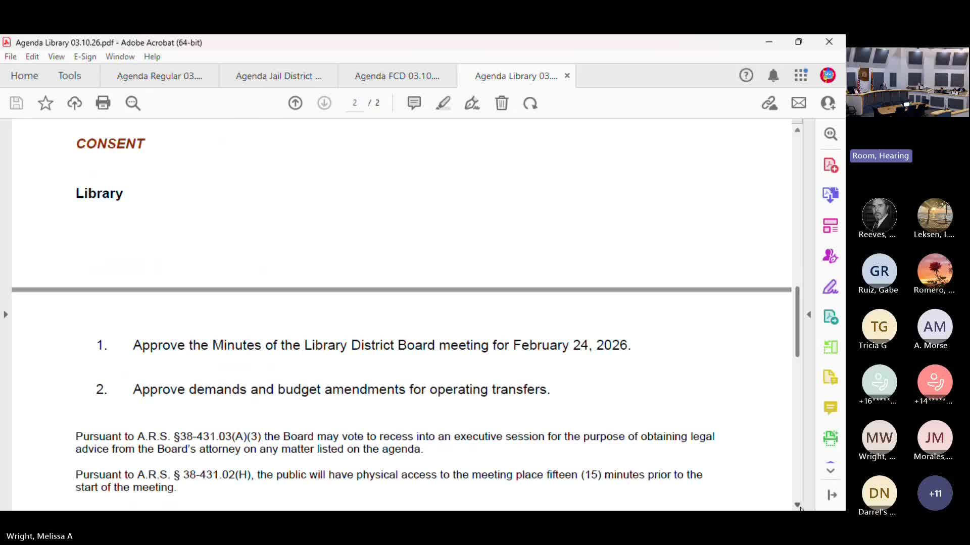 Library district approves consent agenda in brief meeting