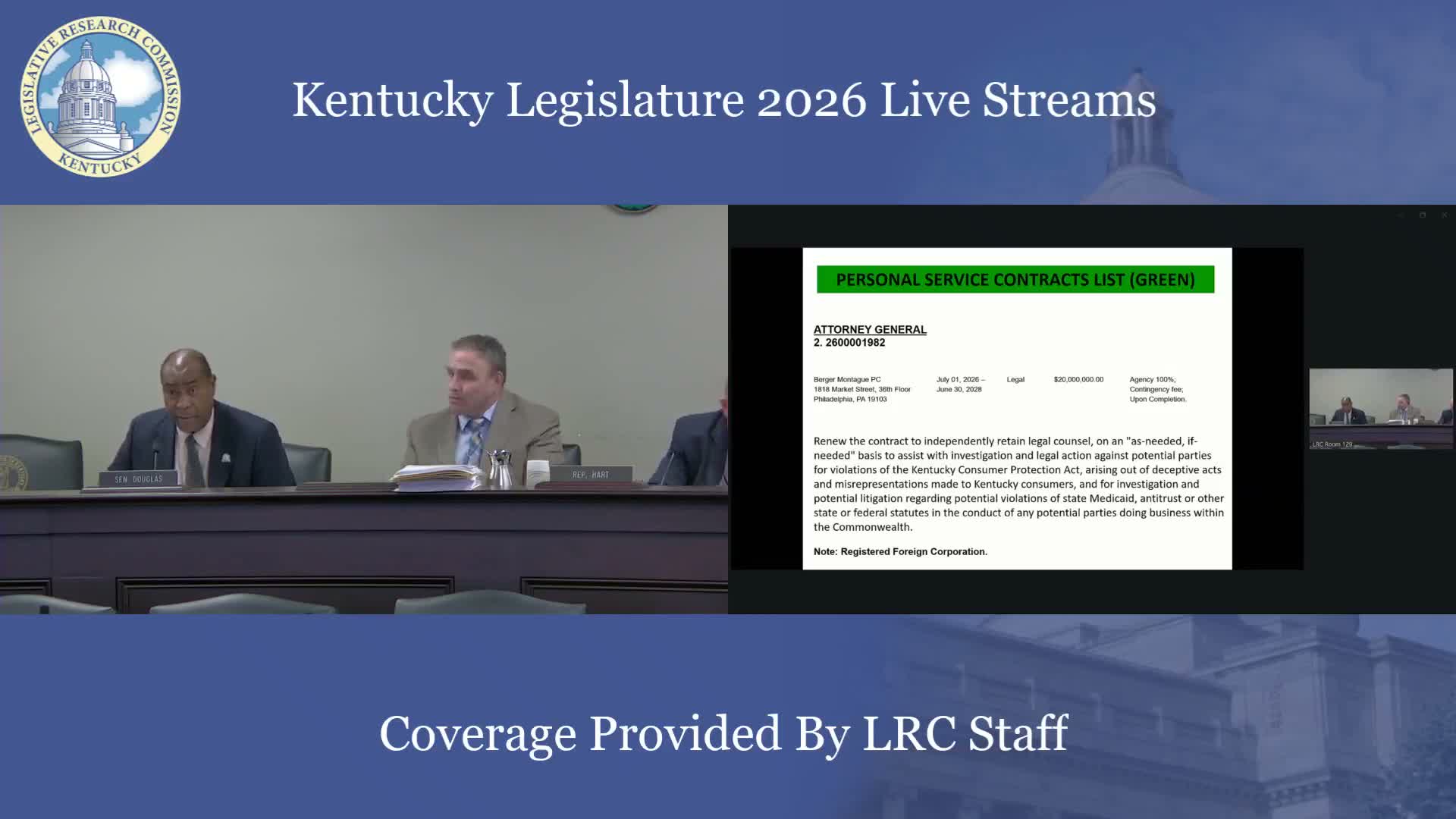 Attorney General's Office says four $20 million contingency-fee contracts are new awards from September RFP
