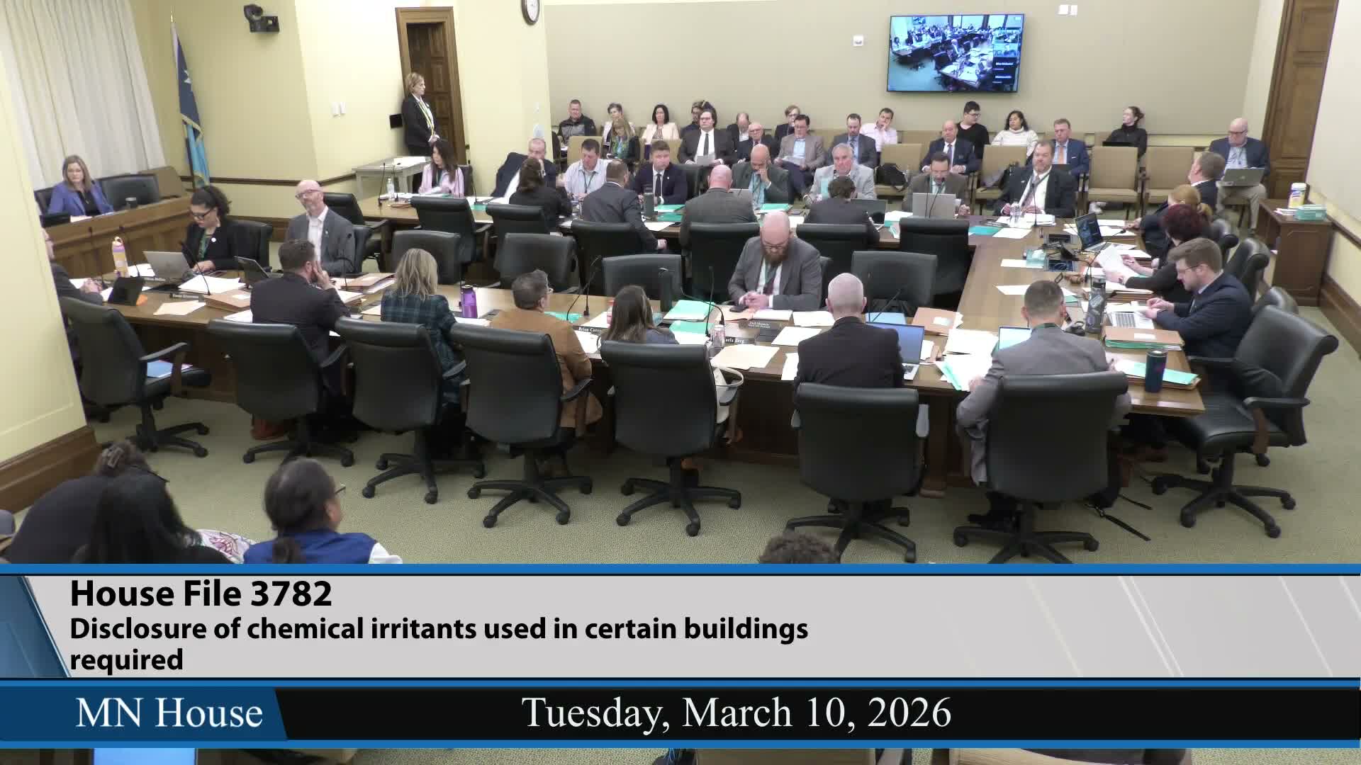 Testifier recounts months-long cleanup after tear gas; committee advances bill requiring notice after chemical irritants deployed