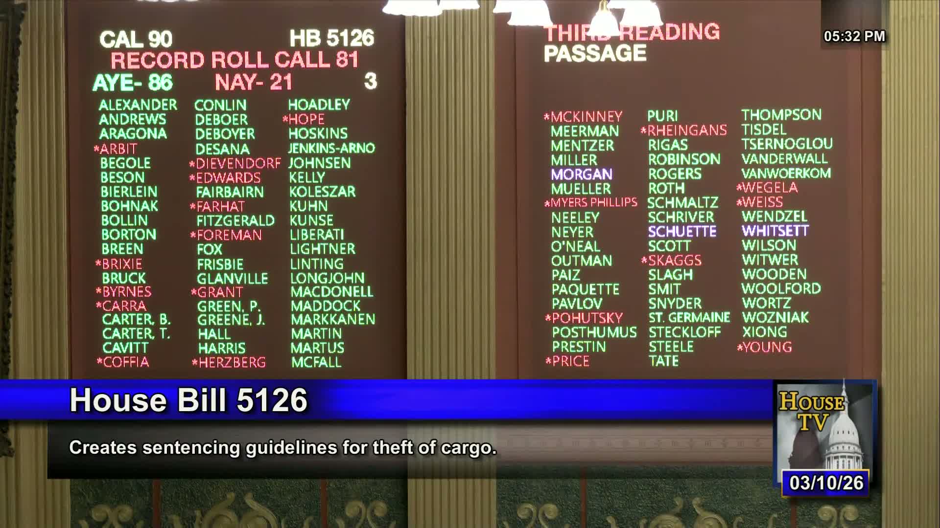 Michigan House adopts ceremonial resolution and passes multiple bills on immediate effect