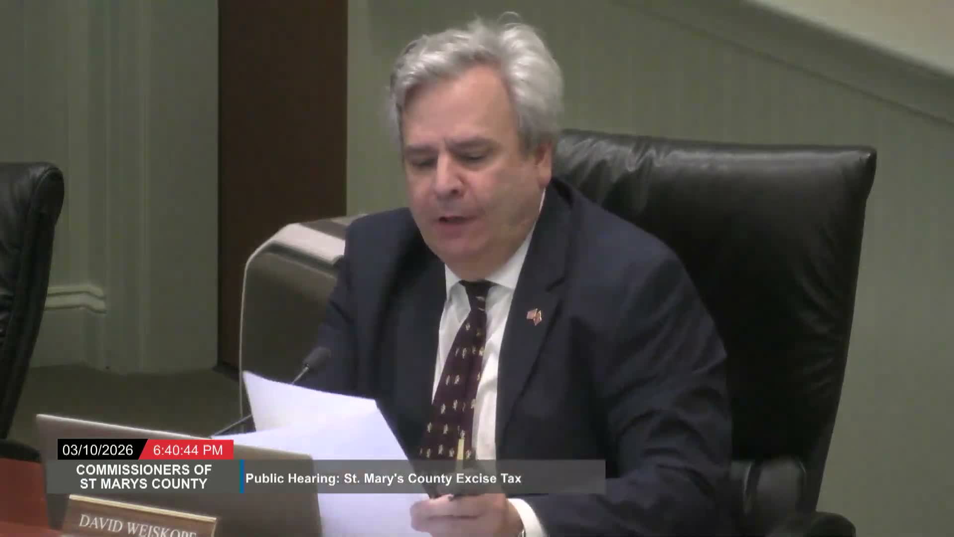 St. Mary's County hearing draws opposition to plan to extend building excise tax into Leonardtown; commissioner faces conflict claim