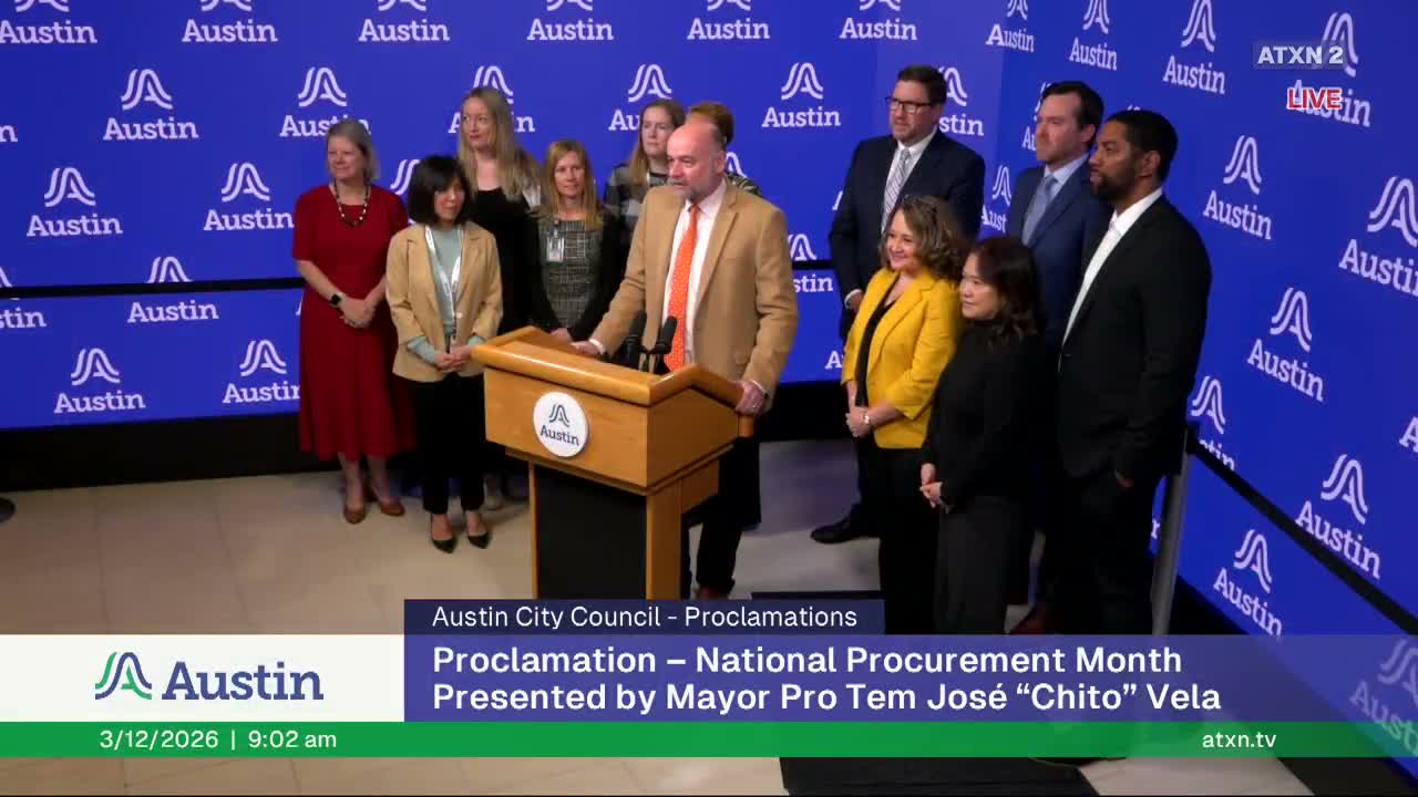 Mayor Pro Tem Chitovella proclaims March as National Procurement Month, honors Austin procurement staff