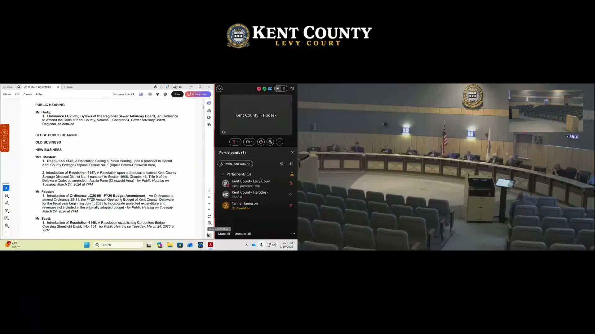 Levy Court schedules hearings on sewage-district extensions and introduces budget amendment and streetlight district