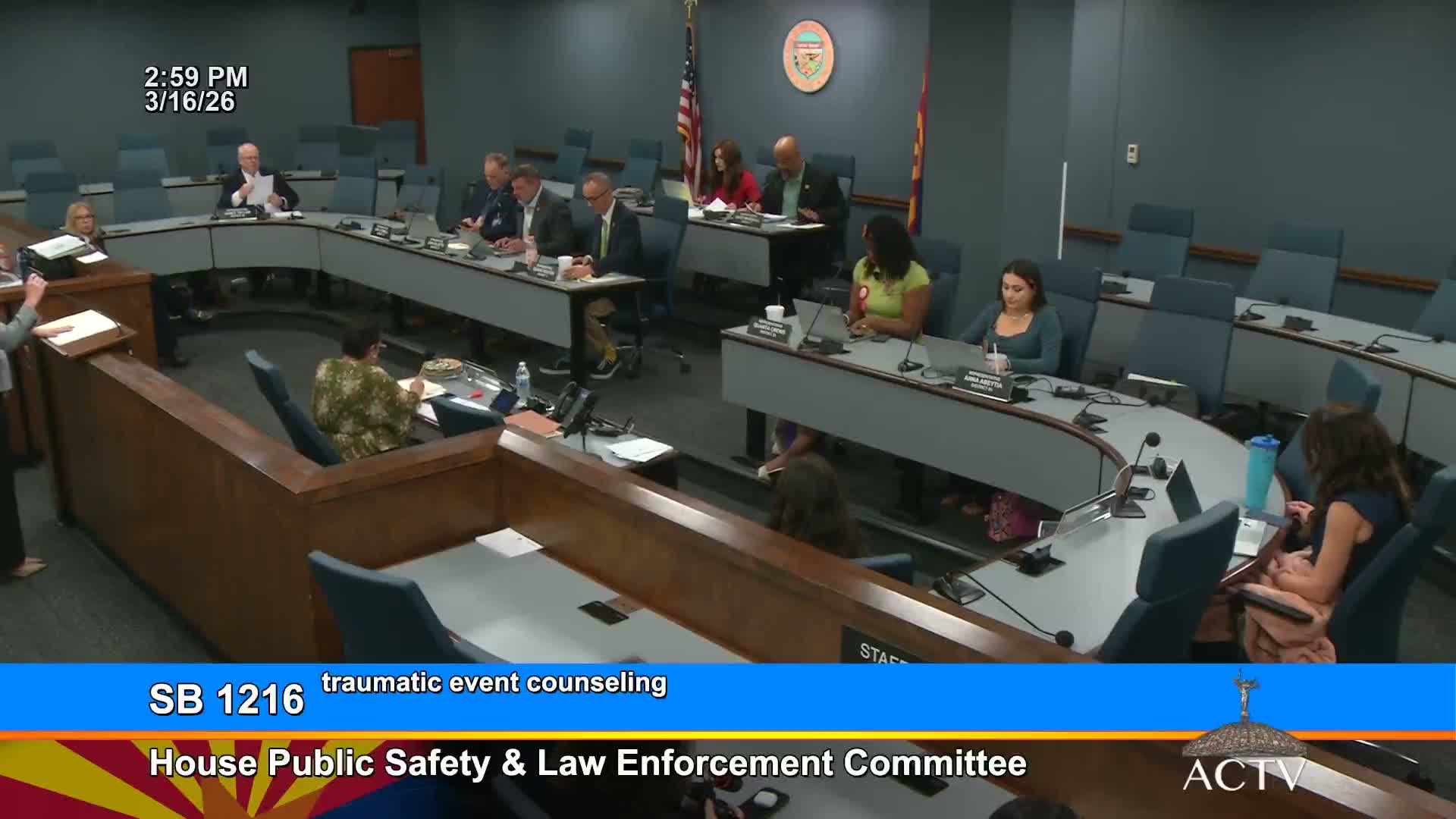 Committee backs SB1216 to make traumatic‑event counseling permanent and add forensic technicians