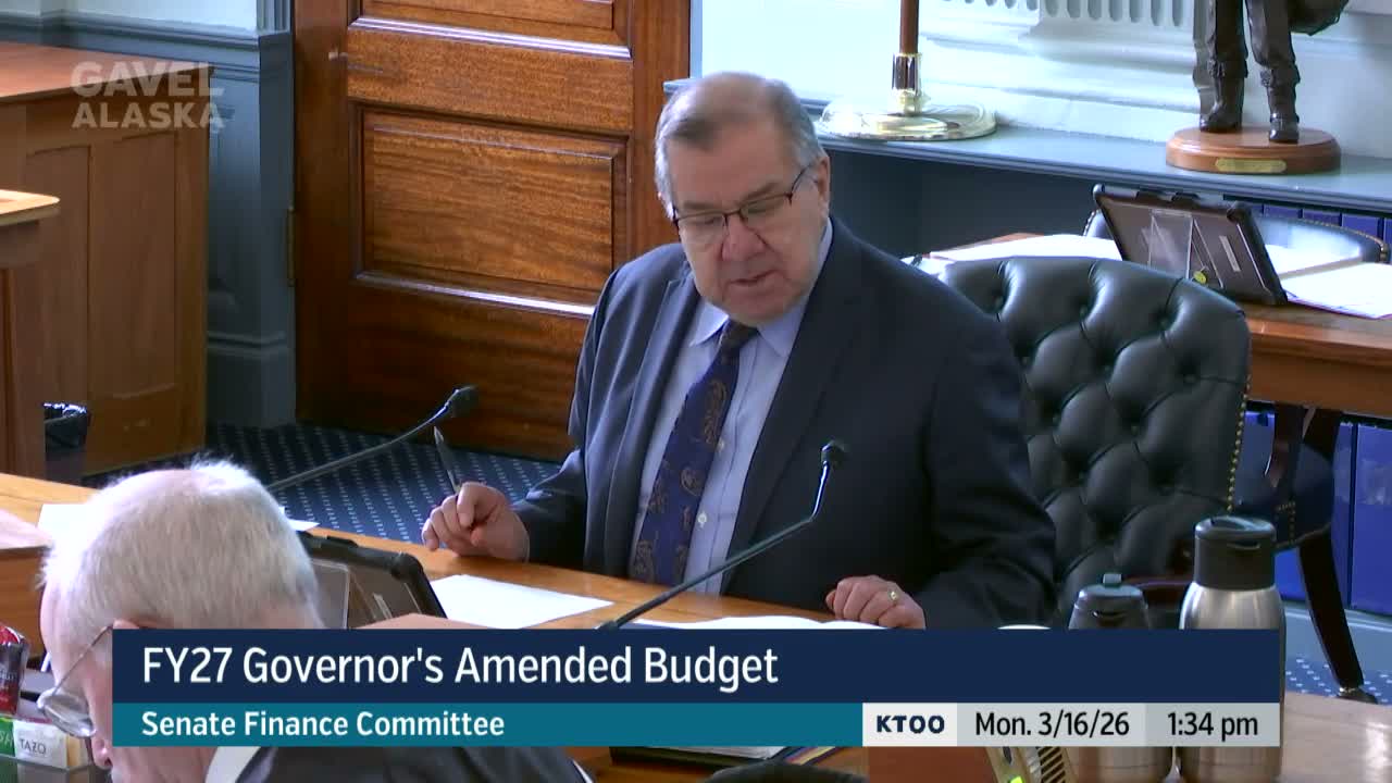 Senate Finance hears OMB package; updated forecast shows $65.9M FY2026 surplus, $1.142B FY2027 deficit