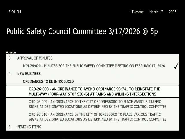 Committee forwards three traffic ordinances to full council