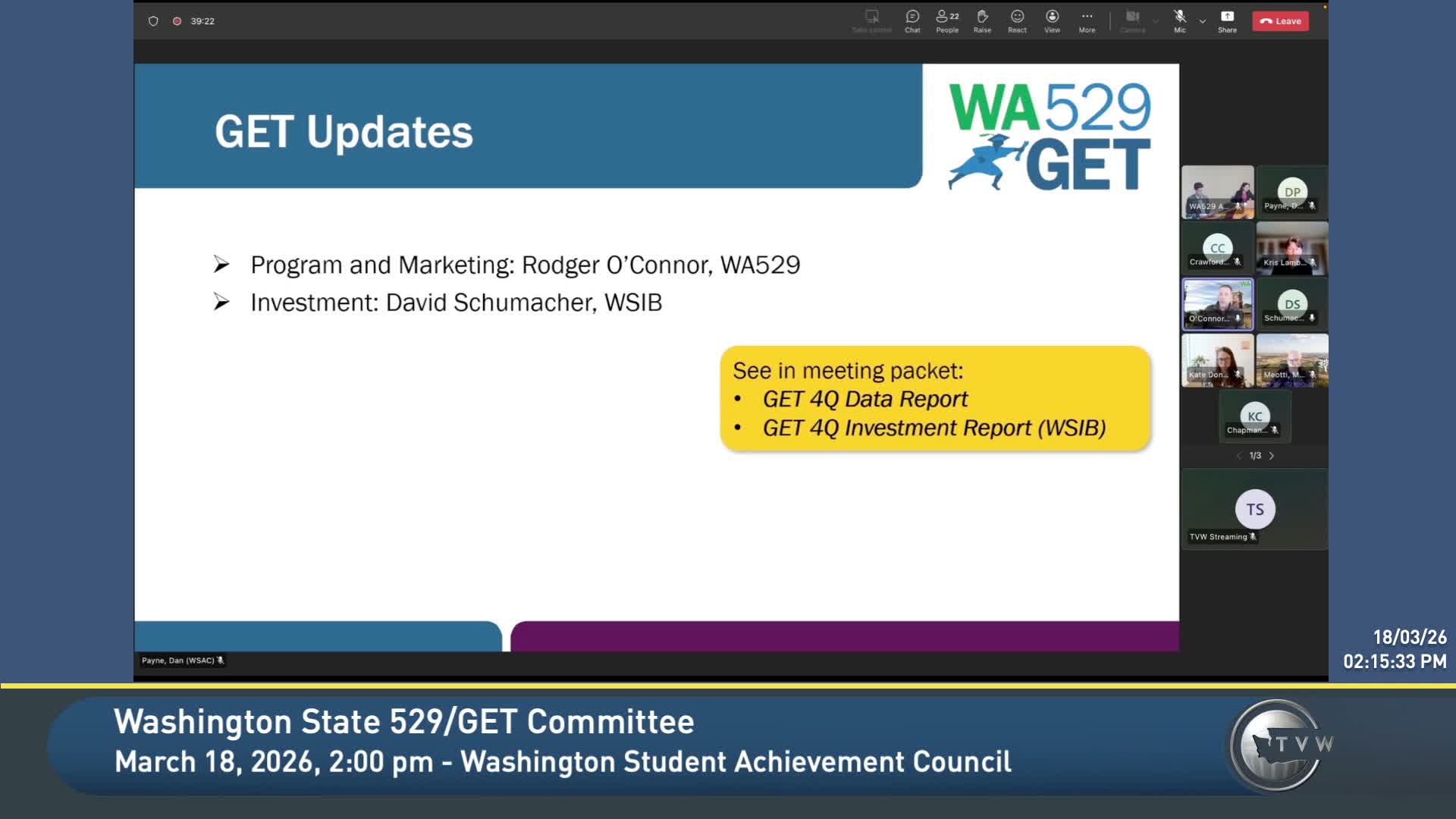 GET marketing ramps up CTV and SMS; State Investment Board reports strong returns as committee considers faith‑based investment RFI