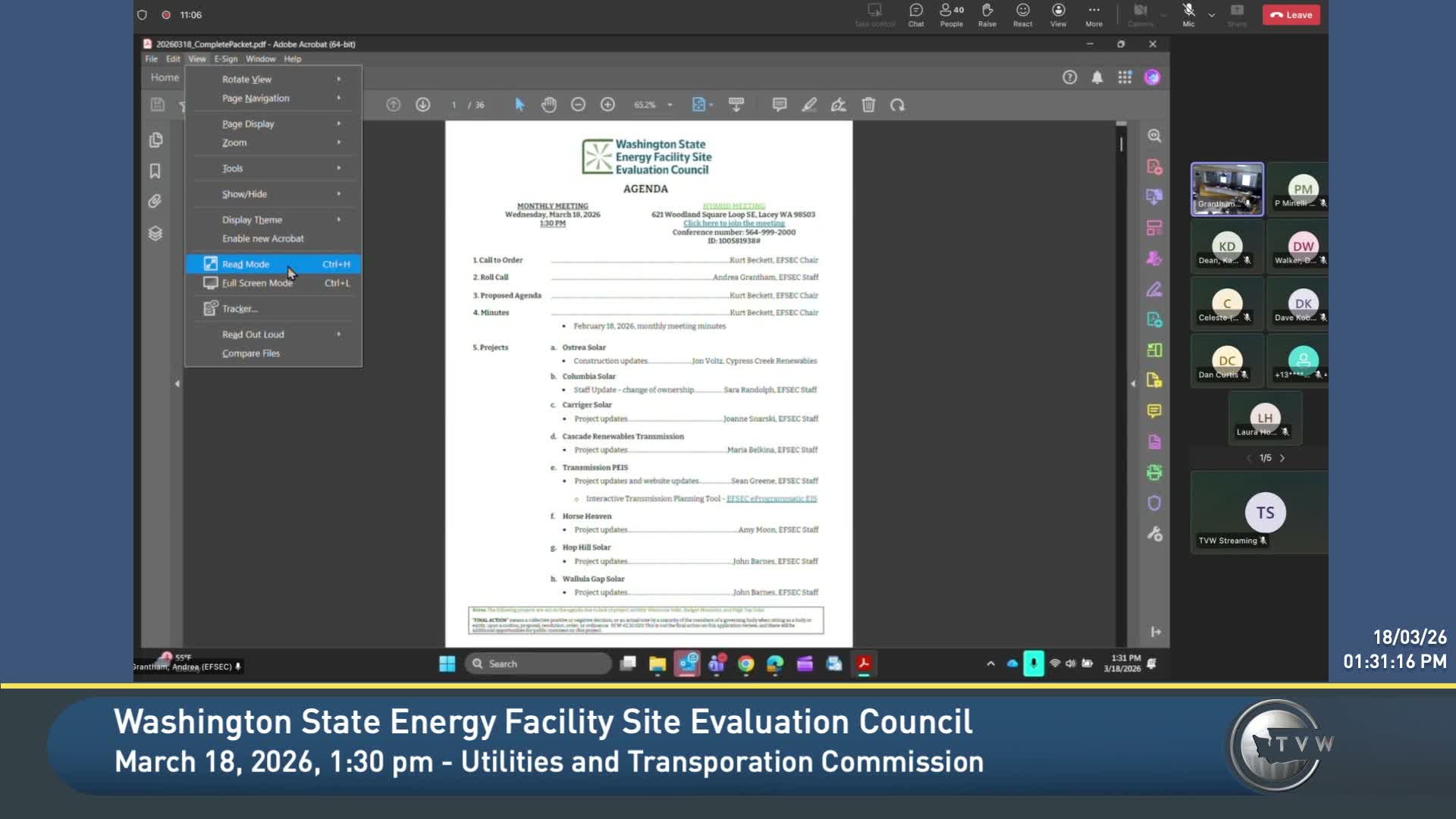 FSEC Council meets March 18; agenda and minutes adopted, multiple project updates given
