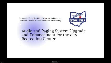 Brook Park tech committee proposes $25,000 audio and paging upgrade for recreation center