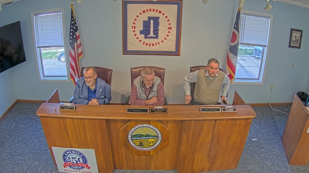 Morrow County to compile wind-damage assessments for Ohio EMA; board approves small capital and landscaping expenditures