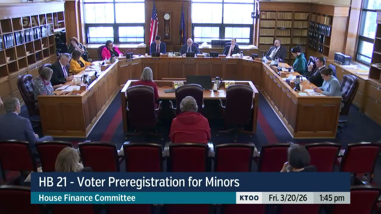 Committee hears youth testimony and sponsor pitch for HB 21 to allow preregistration at 16