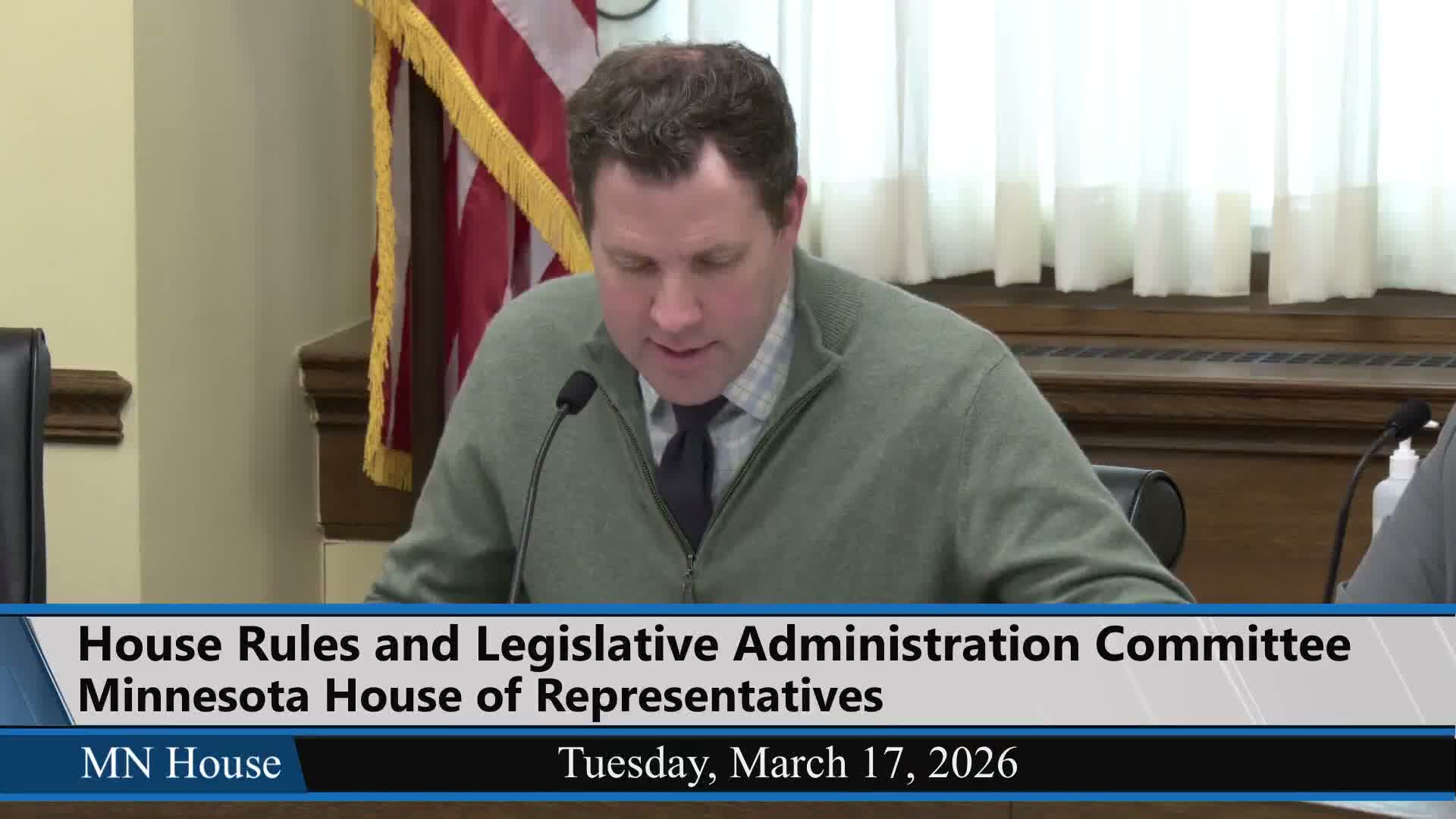 Rules committee sets March 23 calendar, corrects March 12 minutes