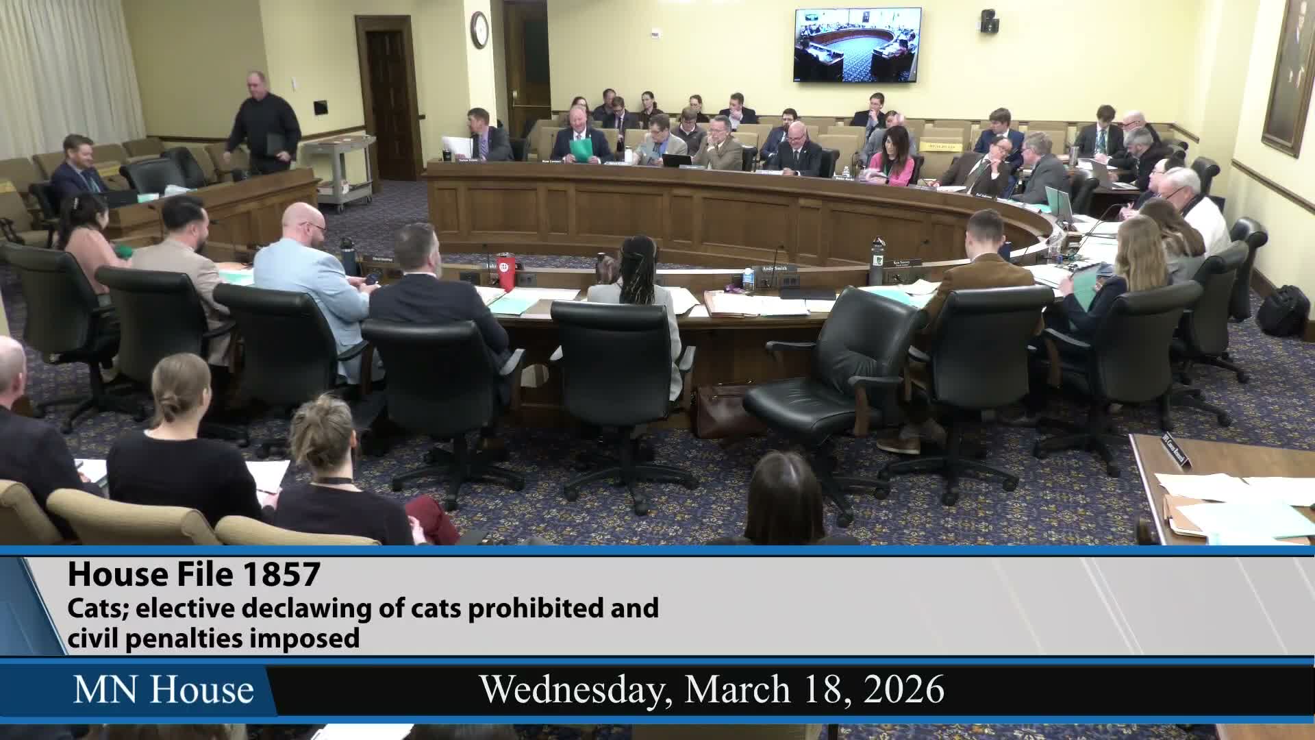 Committee deadlocks on ban of elective cat declawing after contested testimony