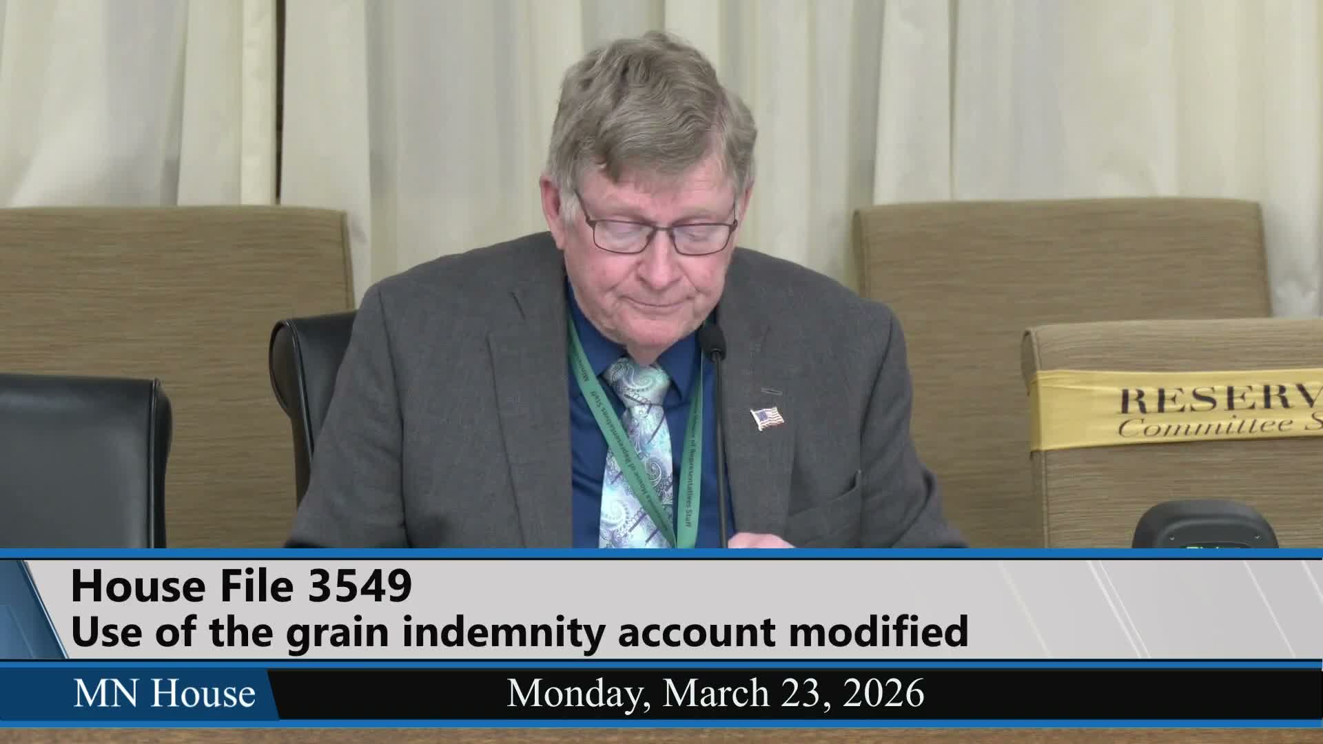 Tie vote leaves grain indemnity reform unresolved; bill laid over