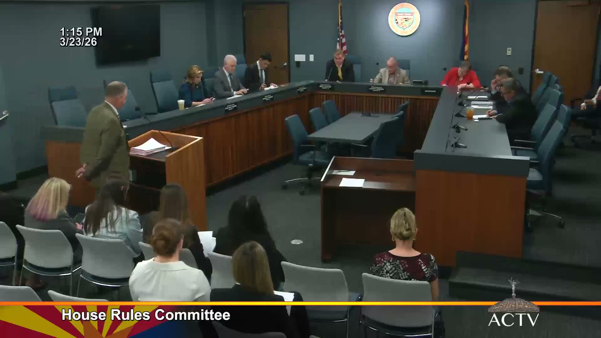 Rules counsel warns SB 1075 may conflict with federal foreign‑investment law; committee recommends it