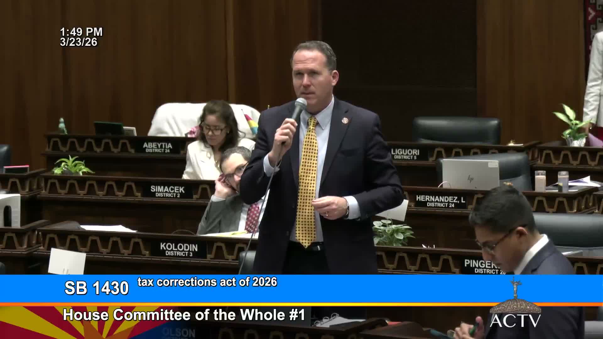 Committee amendment adopted to keep Tax Corrections Act limited to noncontroversial fixes, committee reports advance bills