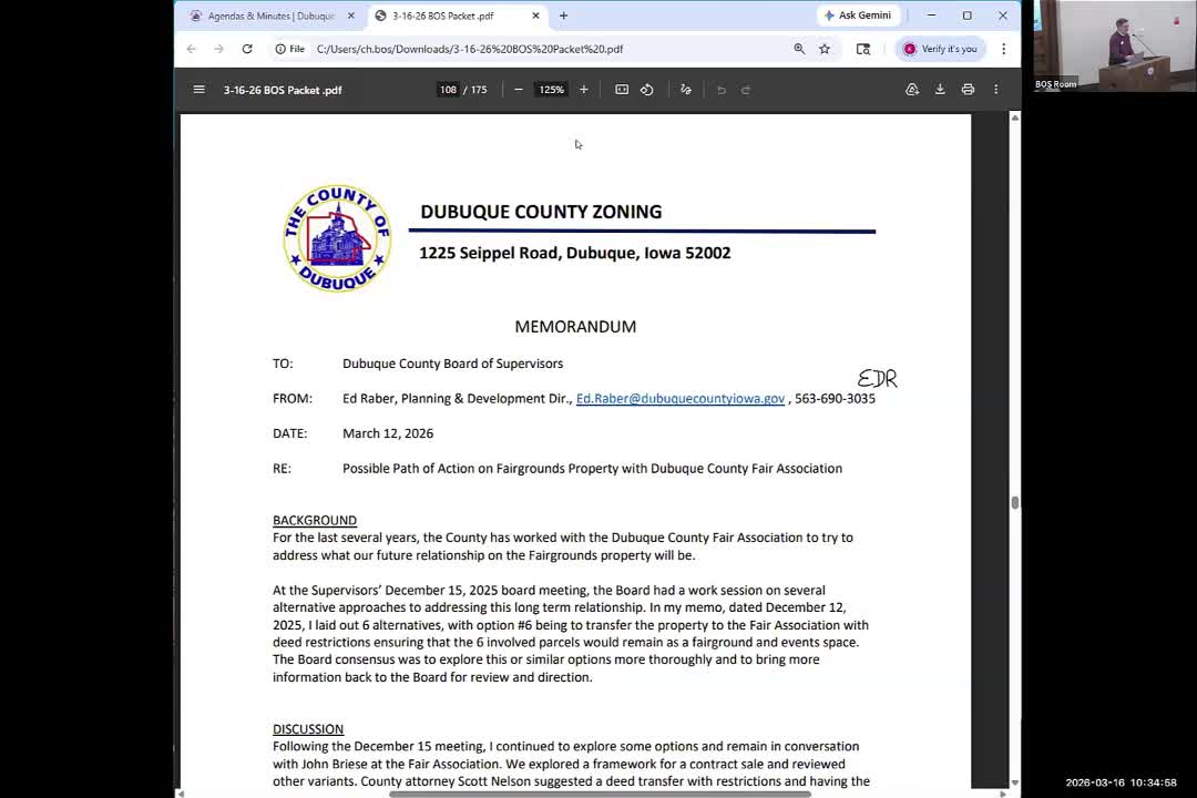 Supervisors discuss deeding Dubuque County Fairgrounds to Fair Association with restrictions