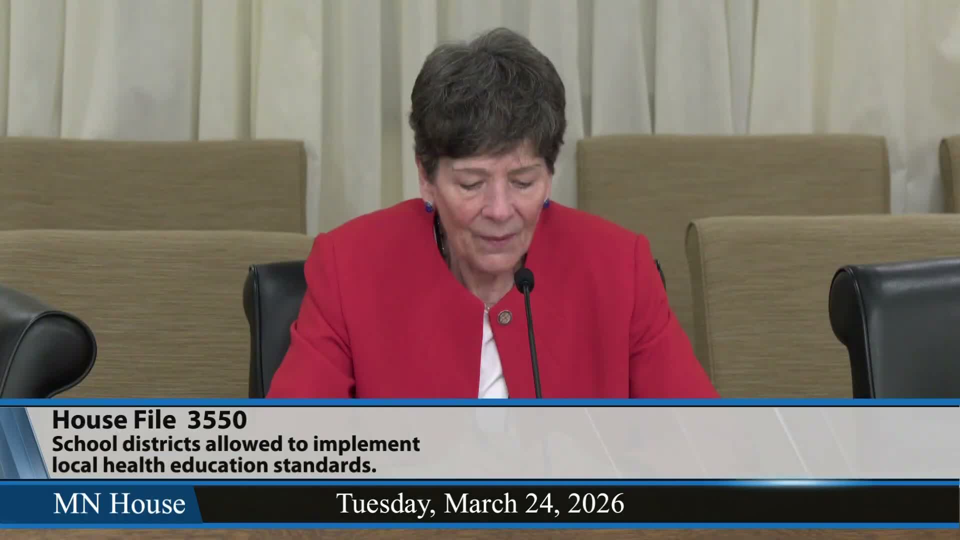 Students, public‑health advocates oppose opt‑out of statewide health standards; committee ties and lays bill over