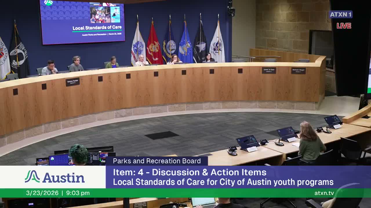 Parks board adopts local youth-standards, advances budget priorities and approves an AISD interlocal