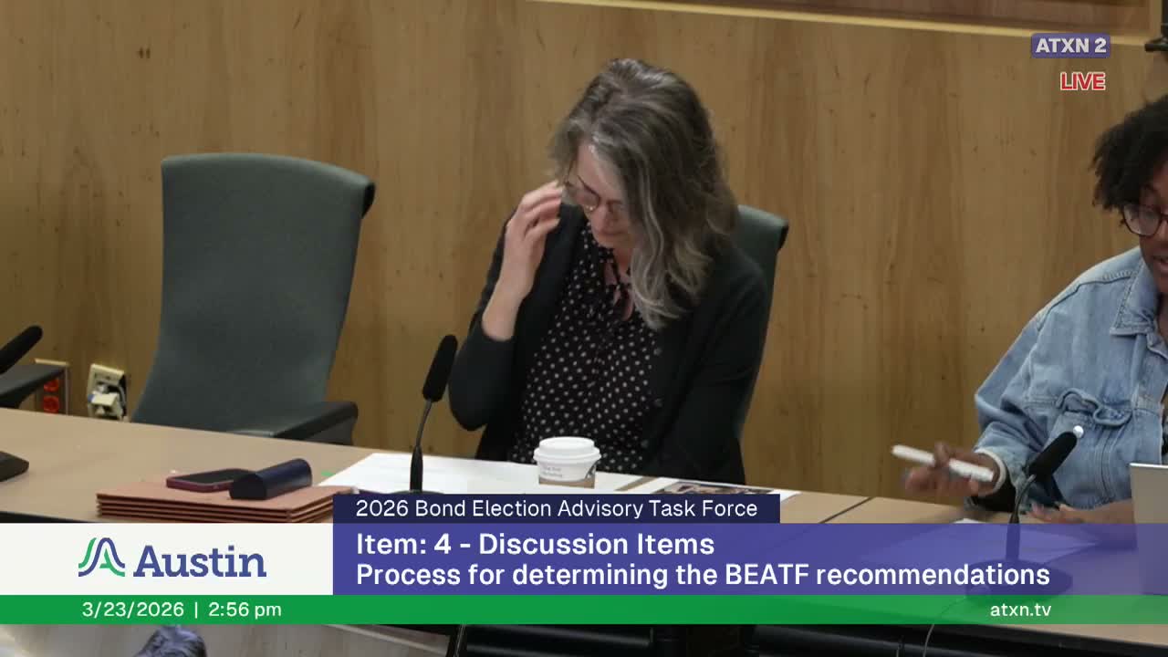 Task force agrees facilitation plan to build mock $750M package; working groups to send 15/20/25% scenarios