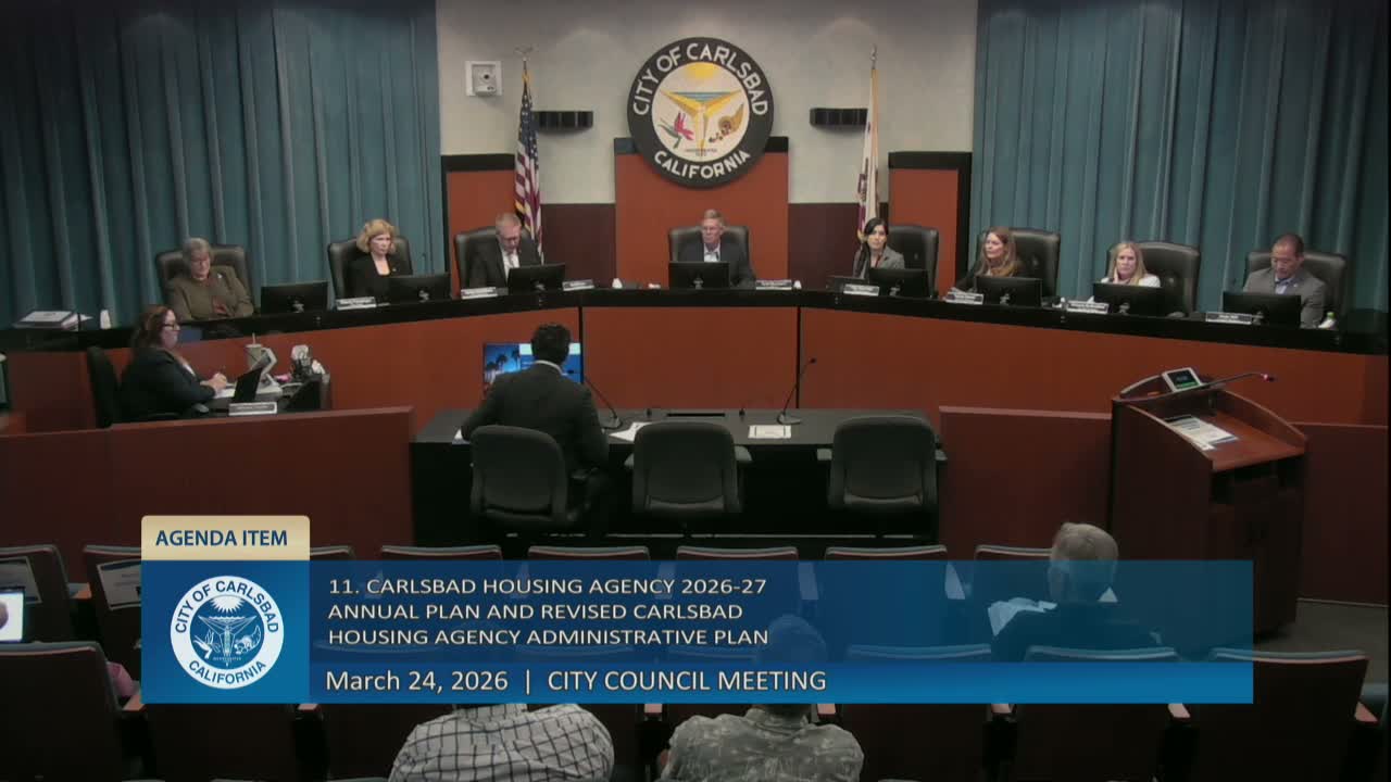 Council approves Carlsbad Housing Agency PHA annual plan and revised administrative plan for HUD submission