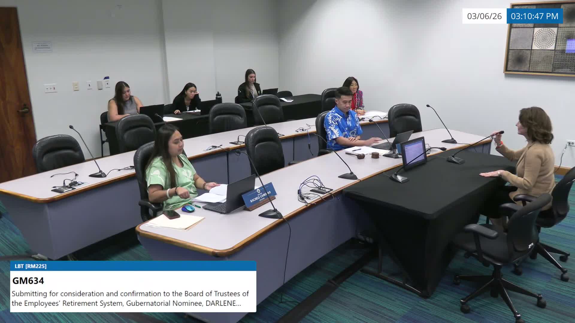 Committee confirms Darlene Blakeney to Employees' Retirement System; nominee pledges recusal on bank matters