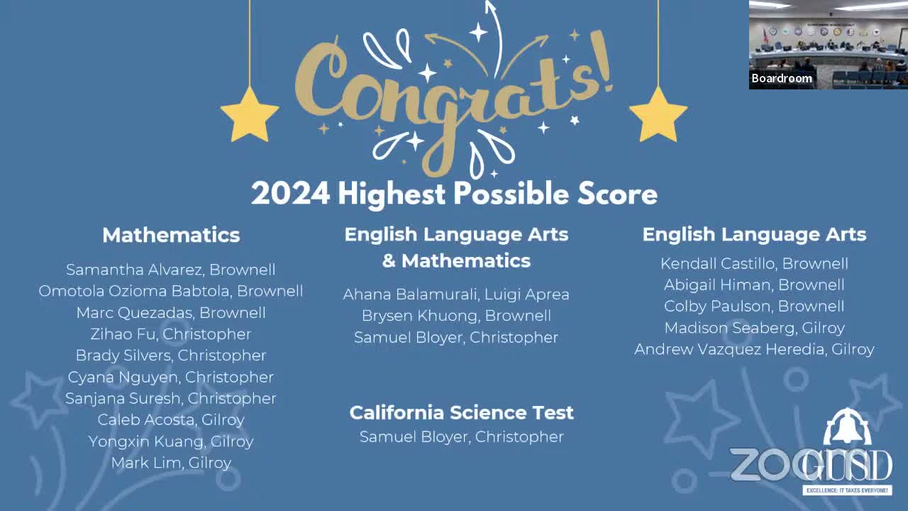 Gilroy Unified honors top CAASPP performers and teachers of the year