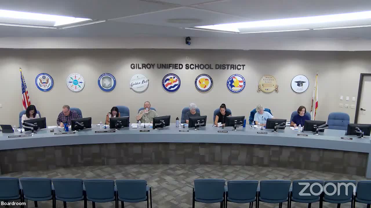 Gilroy Unified board approves contracts for site work and design, excuses absent trustee and reports settlement