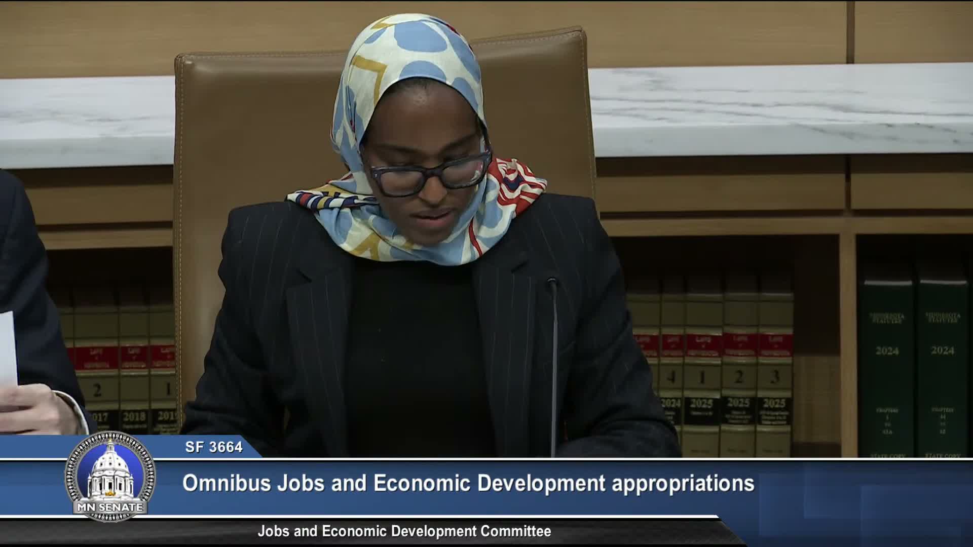 Jobs omnibus (SF 36-64) advances with workforce and manufacturing appropriations; members demand better reporting on prior grants