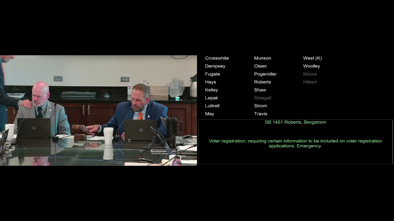 Committee advances bill to add prior‑residence field to voter registration cards