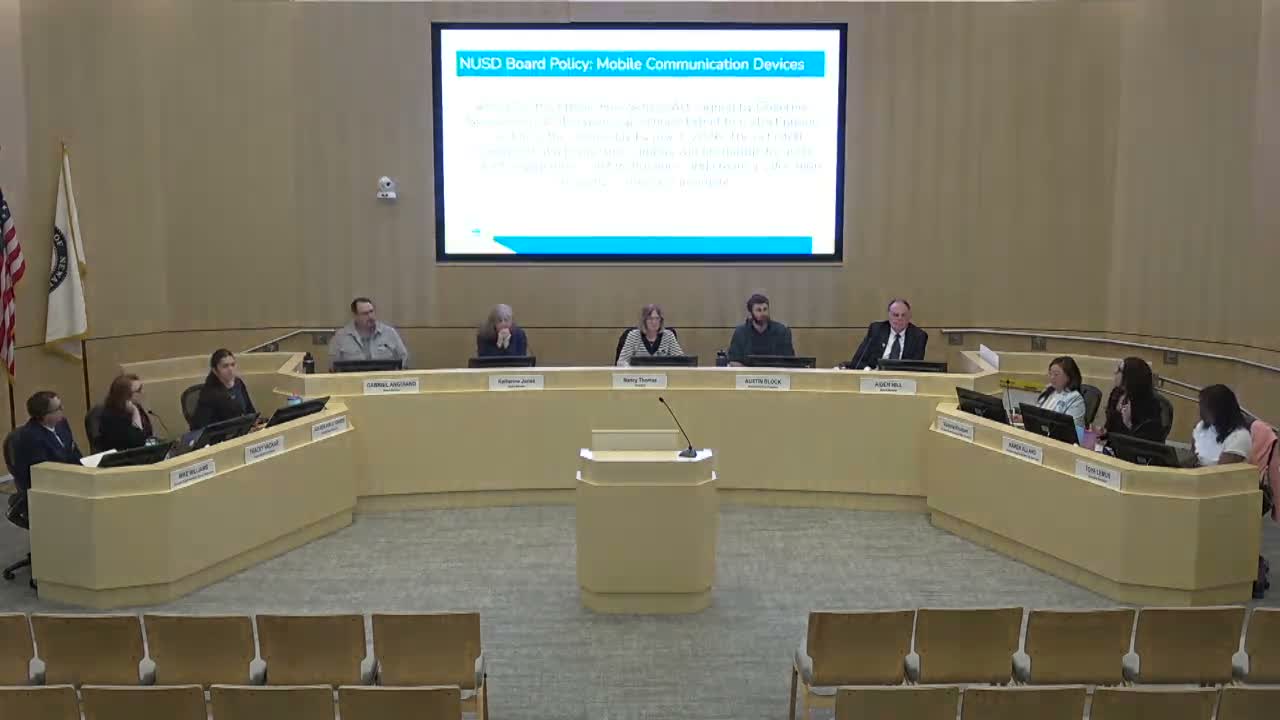 Newark Unified considers 'bell‑to‑bell' mobile‑device policy under AB 3216; trustees debate enforcement and breaks