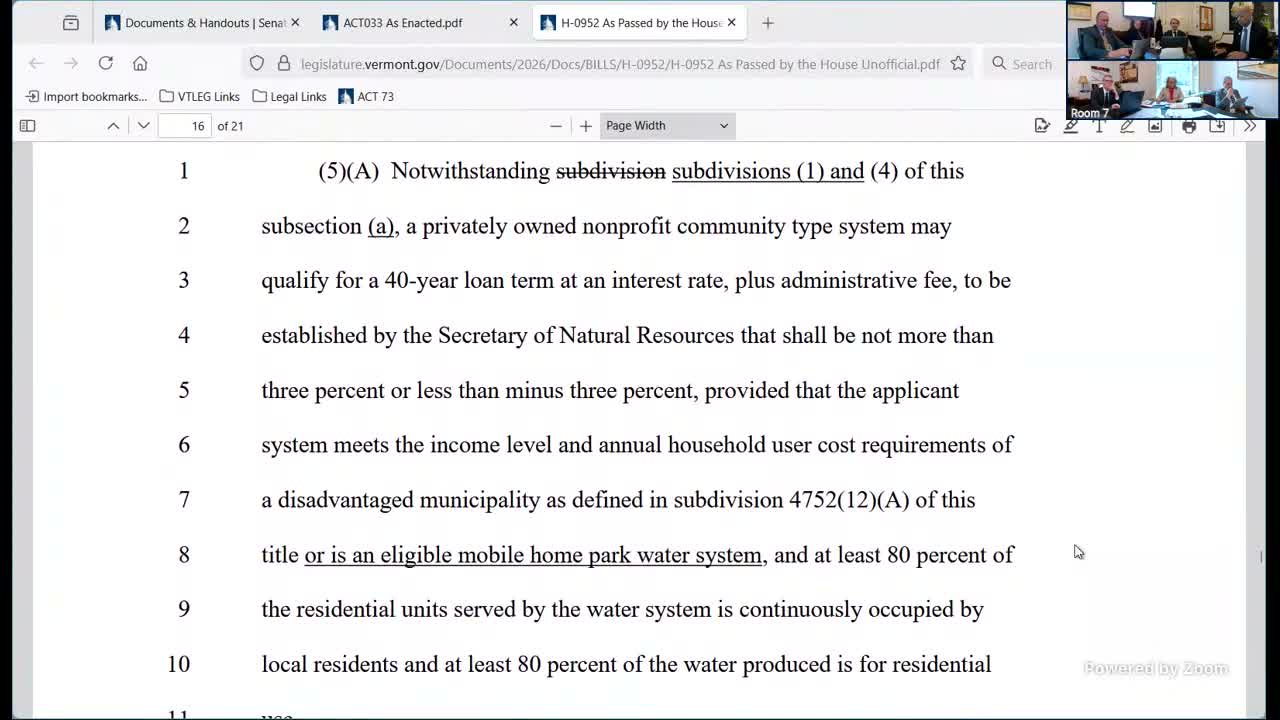 Bill would let some resident‑ or nonprofit‑owned mobile‑home‑park water systems access longer, cheaper state loans