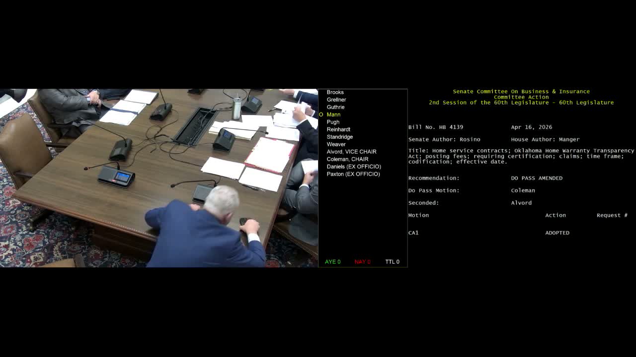 Senate Business and Insurance Committee advances slate of bills, narrowly passes credit‑card surcharge cap