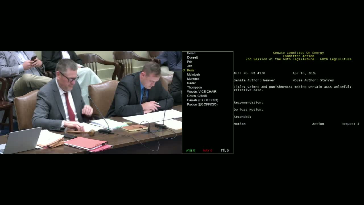 Committee OKs tougher penalties for oil‑field equipment theft and cleanup, 10–0