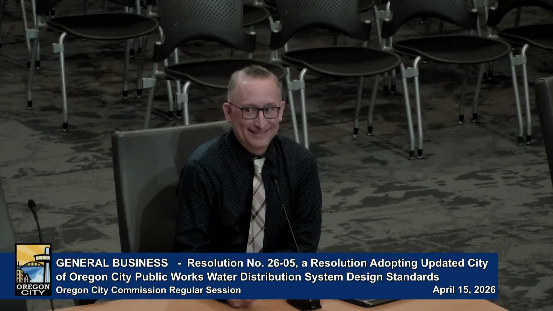 Oregon City adopts updated water distribution design standards (Resolution 26-05)
