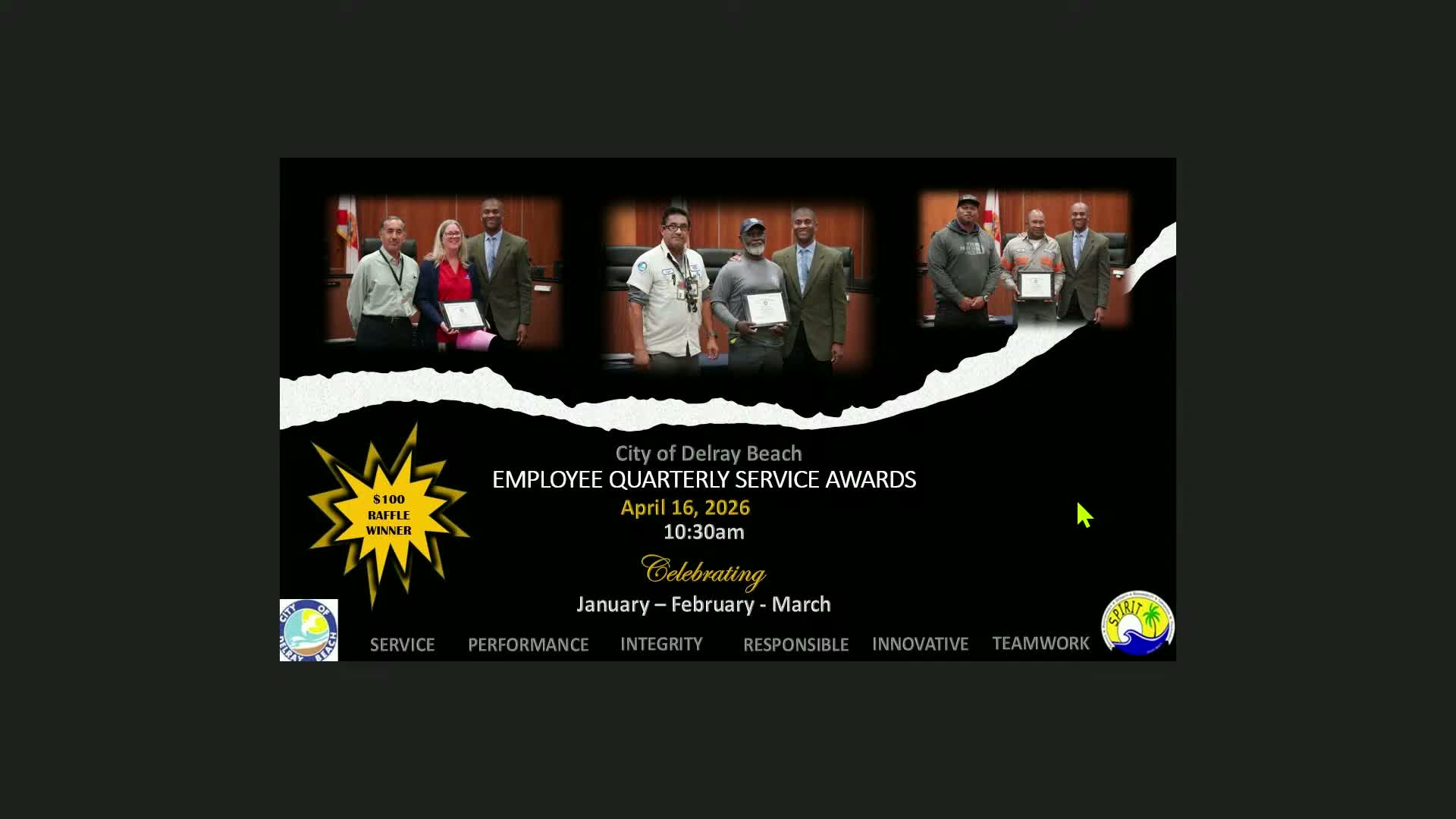 Delray Beach honors dozens of city employees at quarterly service awards