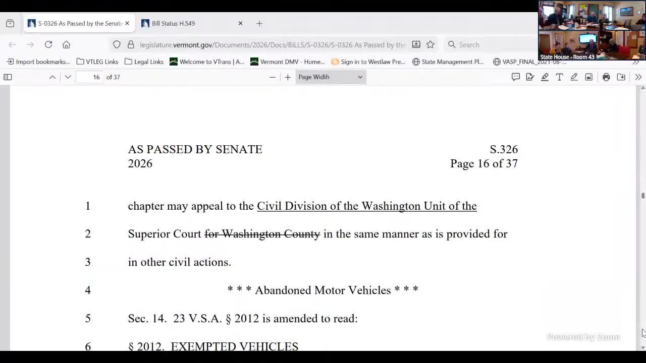 Bill would raise fees and allow AOT to reimburse tows to speed removal of abandoned vehicles