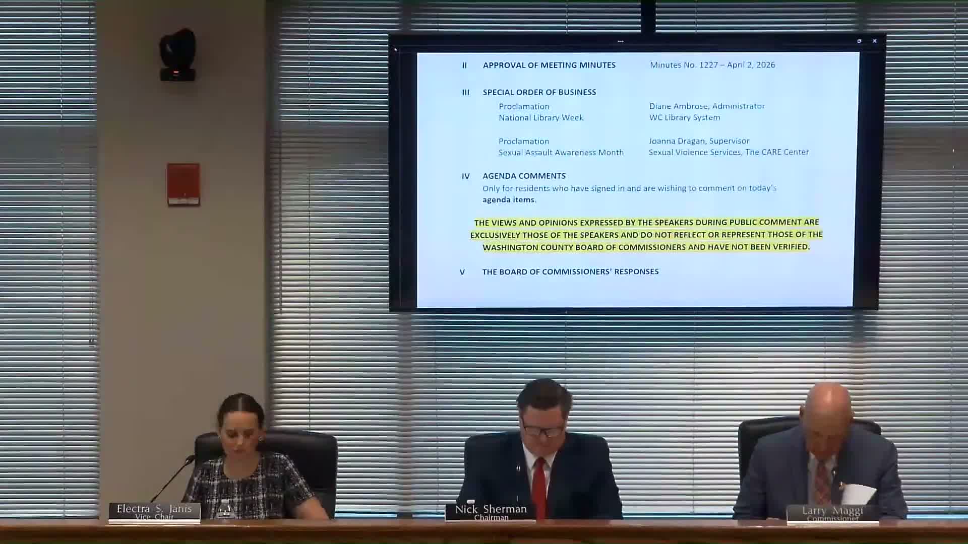 Washington County commissioners approve dozens of contracts, grants and RFPs including bridge change order and mental‑health housing award