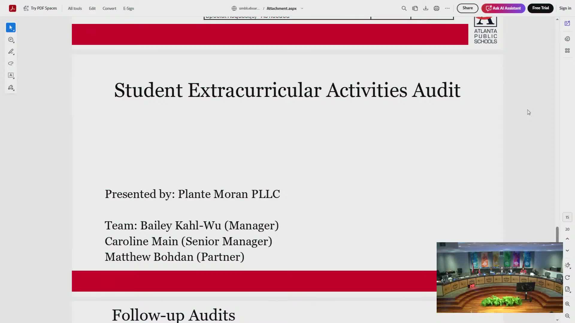 Audit committee approves minutes and agenda, elects Dr. Kim Zev chair