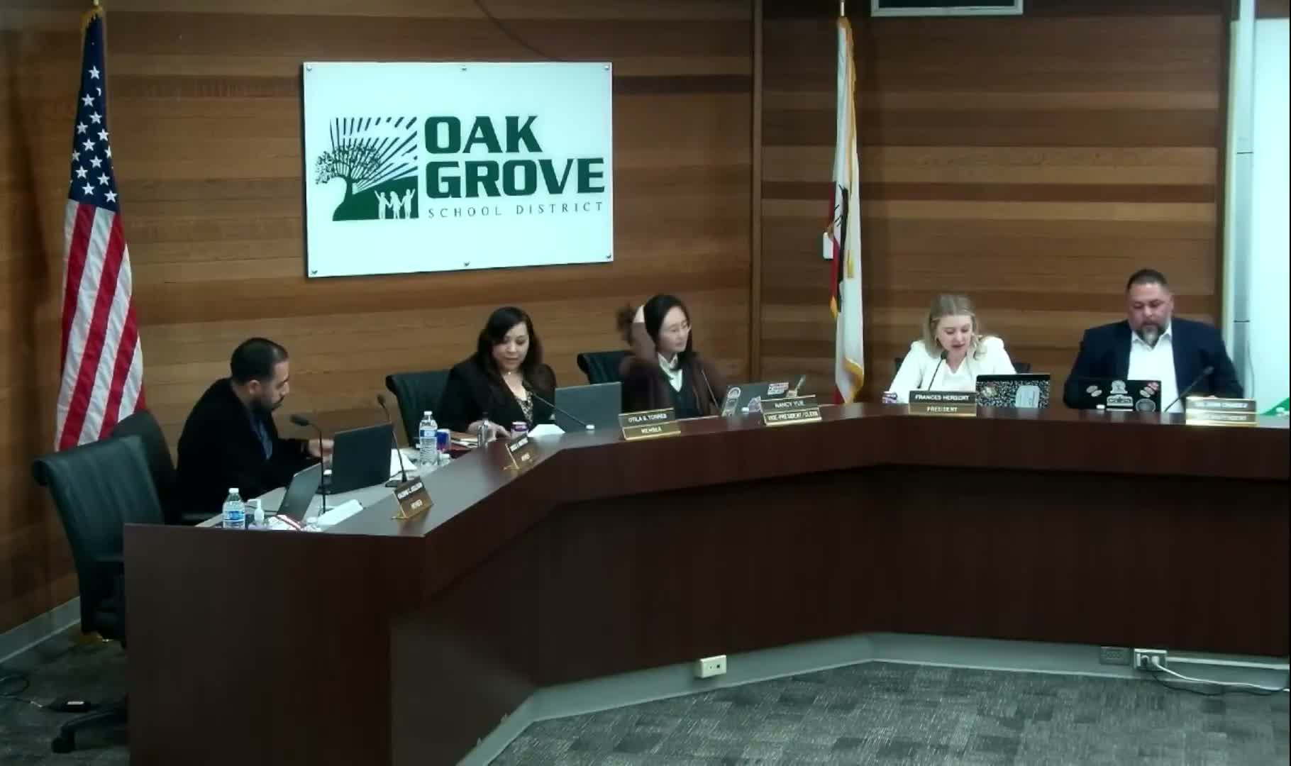 Votes at a glance: Oak Grove board adopts recognitions, procurement option, appointments and construction actions