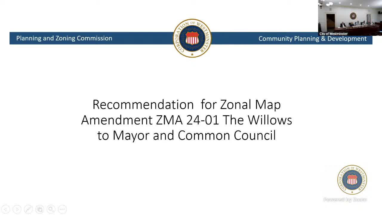 Commission backs DMA 24-01 zoning map amendment for 'The Willows,' flags open-space fee-in-lieu