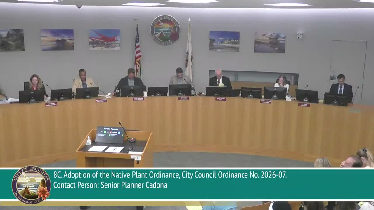 Encinitas council unanimously approves $291,470 CDBG award and program priorities; council augments with $11,280 general‑fund subsidy
