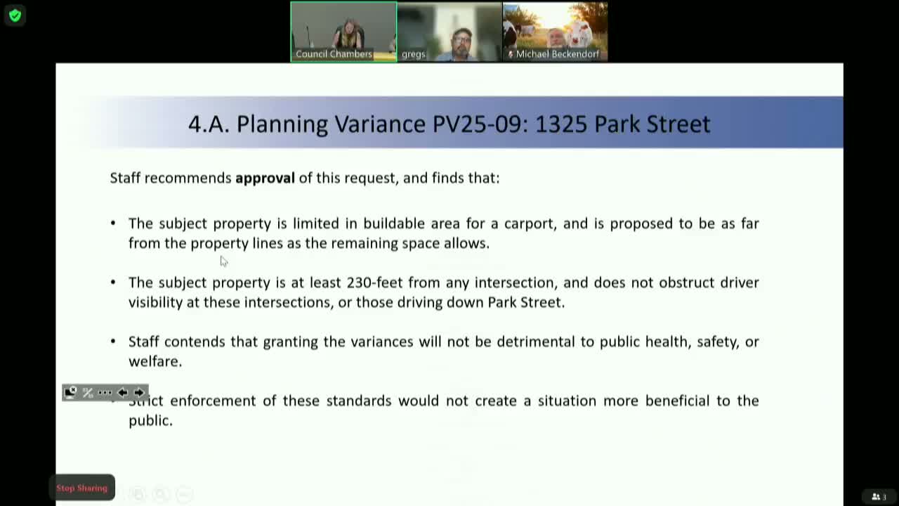 Commission approves parking‑setback variance for 1819 San Antonio Street in FM 158 overlay