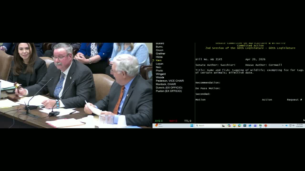 Committee clears technical fix to commercial-hunt tagging; bill moves forward unanimously