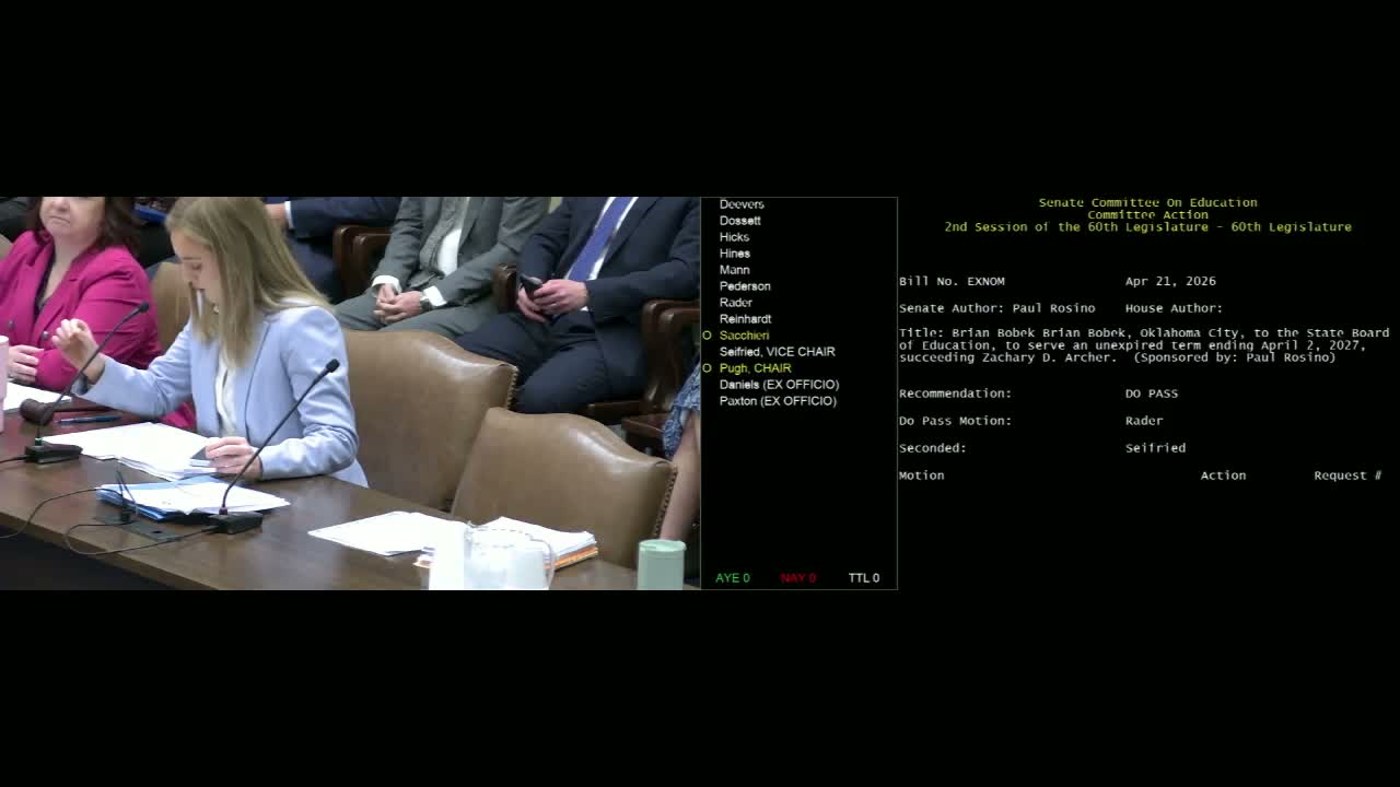 Senate Education Committee advances a slate of executive nominations