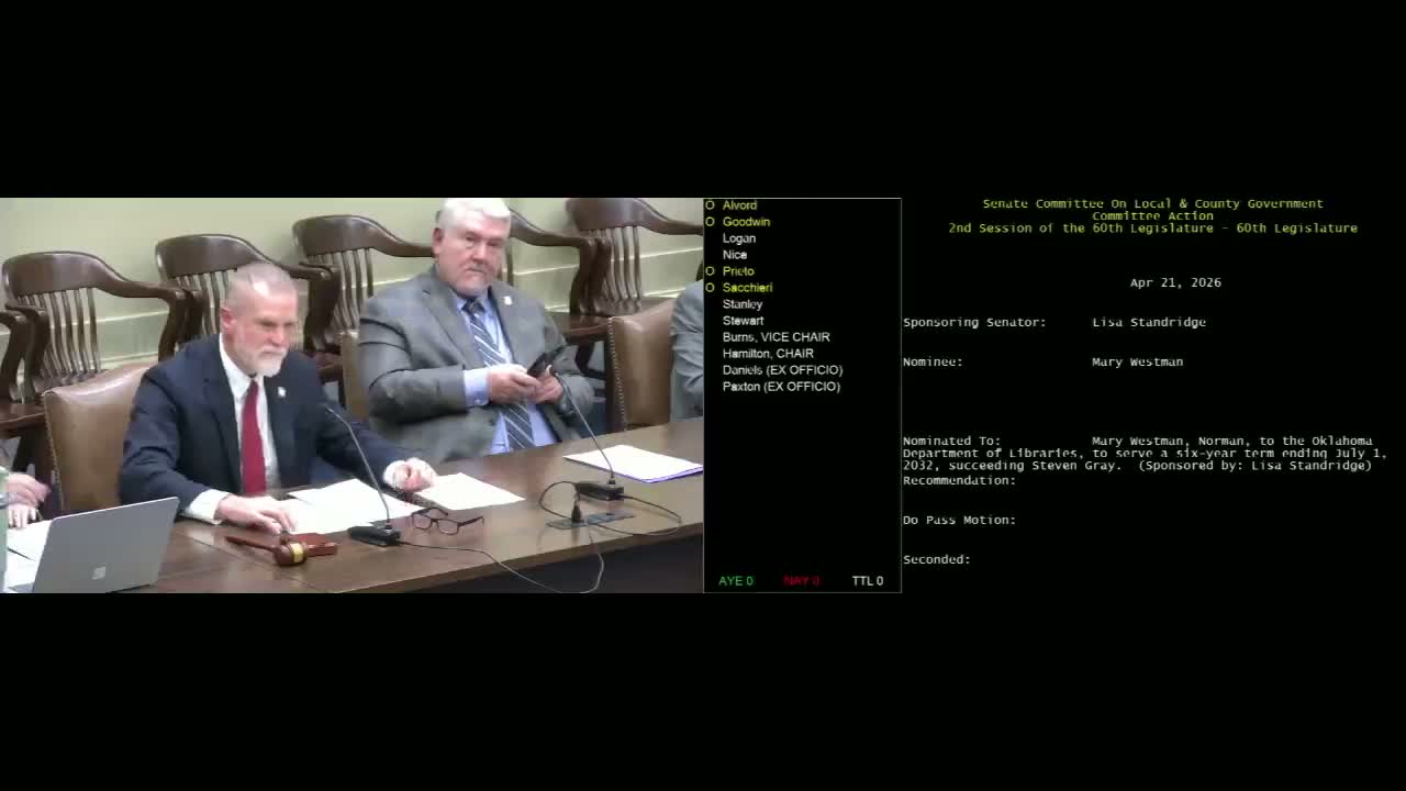 Senate committee advances two nominees to Oklahoma Department of Libraries board