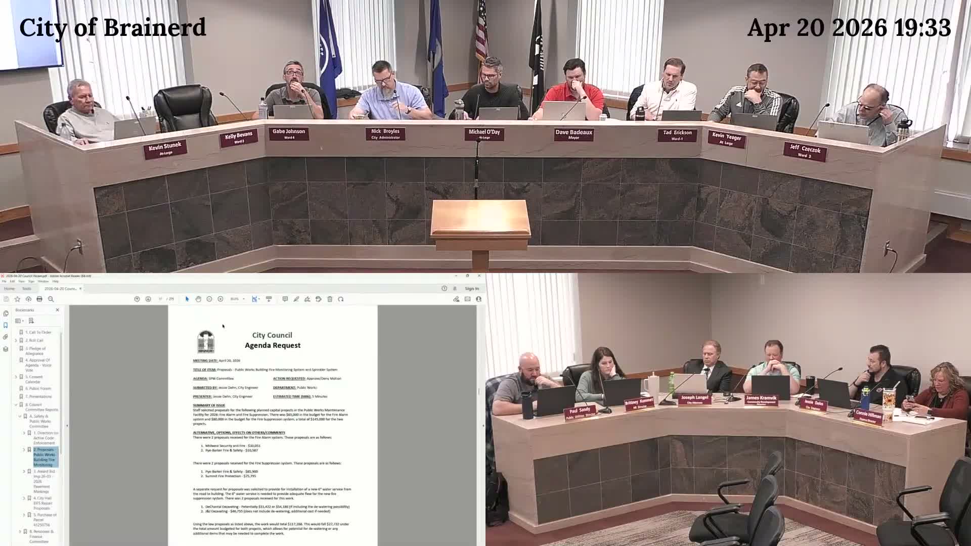 Council approves multiple public-works contracts and accepts county parcel for $1