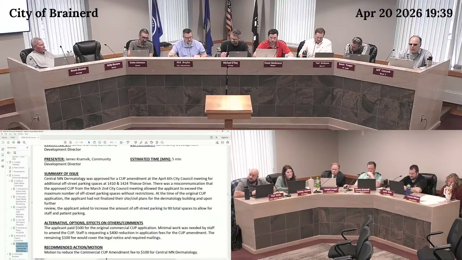 Council reduces CUP amendment fee for dermatology clinic and approves parking-entrance variance