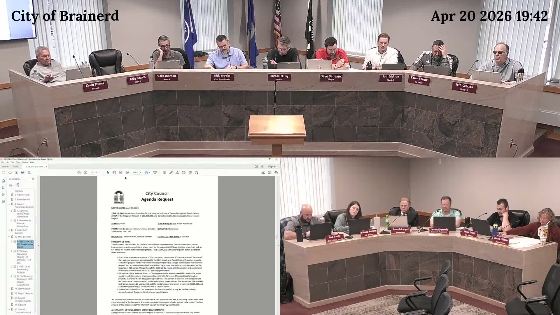 Brainerd City Council approves $13.055 million general-obligation bond resolution
