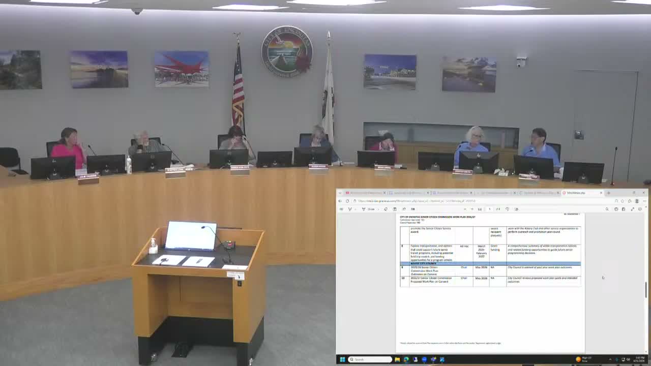 Encinitas senior commission approves 2026'27 draft work plan and forms ad hocs for outreach, intergenerational programming and transportation